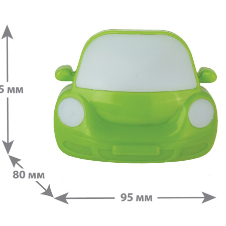 Ночник NL197 Машинка зелён./жёлтый с выкл, 220V Camelion 13144