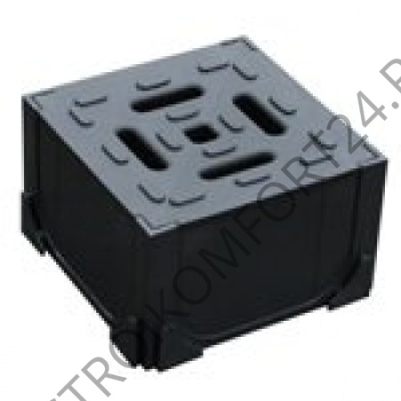 1103 Комплект: угловой элемент для лотков Тор с пластик. крышкой 125*125*80 (Черная крышка)