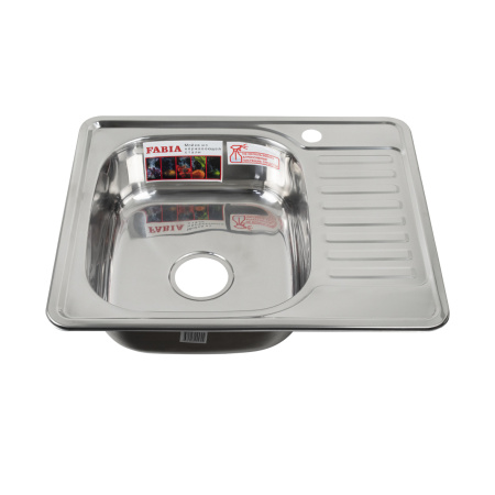 Мойка врезная FABIA 0,6мм 58х48 левая + сифон с переливом 58486L