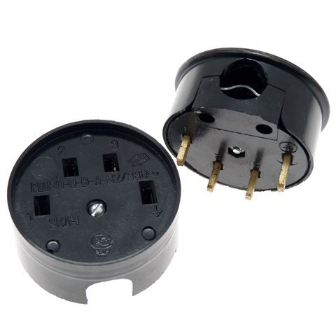 Разъем РШ/ВШ 32А 380В 3Р+РЕ черн. (кругл.)SQ1812-0001 (6) 