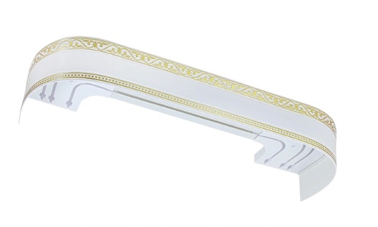 Карниз ПВХ с блендой Монарх Белый глянец золото с поворотом 3-х ряд. 3,0м ЛЕ-ГРАНД *