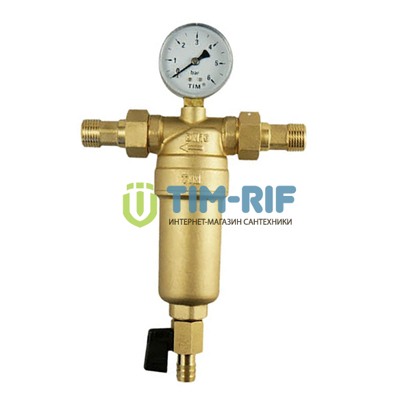 JH-1001 Фильтр с манометром лат. корпус 1/2" JH-1001