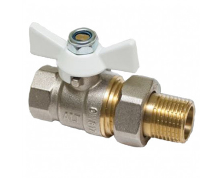 Кран шар. полный проход с накид. гайкой бабочка 1/2" белая ручка ALT-Z/ТЕВО