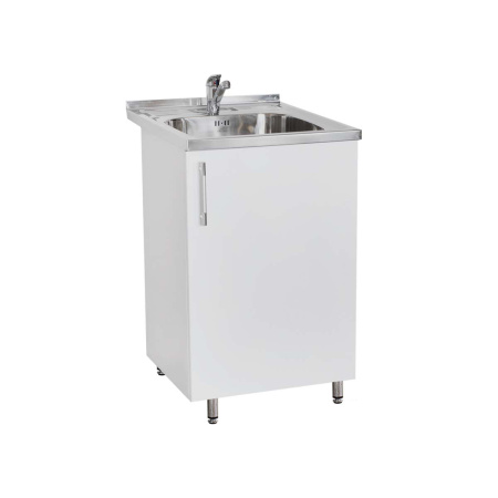 Тумба 50х50 МДФ серебристый металлик + мойка нерж 500х500х180 0,8 + сифон