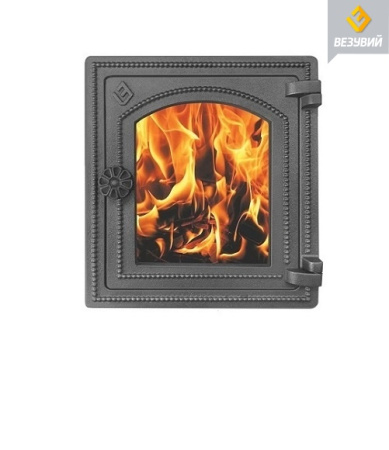 Дверка ВЕЗУВИЙ печная ДТ-4С Антрацит ( под стекло)  посадочный размер, мм 280x250