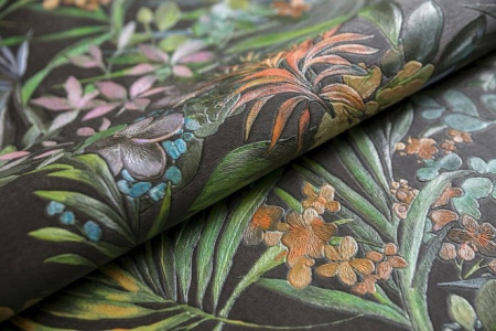 КМ5905 Обои KERAMA MARAZZI  виниловые Джангл мотив, чёрный цветной. 1,06х10м (4)