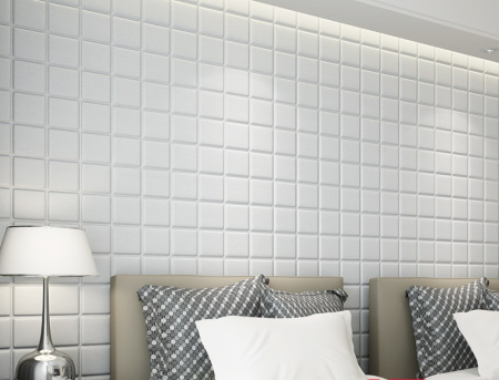 Панель вспененный ПЭТ "Квадраты белые" 600*600 мм***