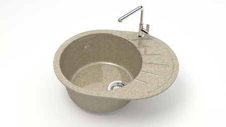 Z010Q05 Мойка Тейлор круглая с крылом 44х57 ПЕСОЧНАЯ (GM17)