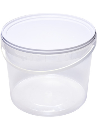 Ведро круглое 5,8 л. круглое, с белой крышкой, прозрачный