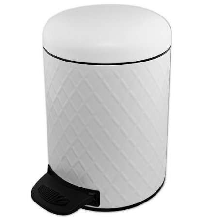 Ведро нерж.  5л с педалью круглое белая эмаль с узором 1505