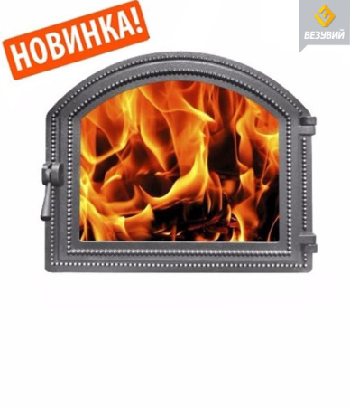 Дверка ВЕЗУВИЙ каминная 217 Антрацит (под стекло) посадочный размер, мм 337х405