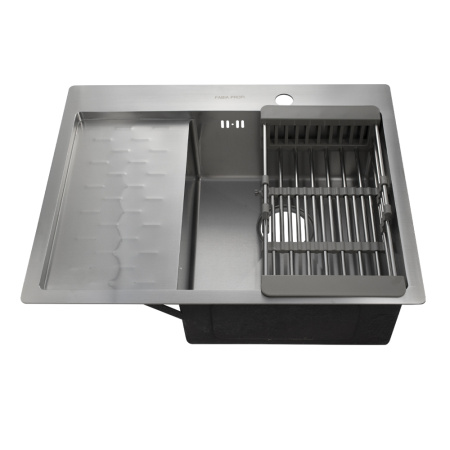 Мойка врезная FABIA PROFI 63503R 3,0/0,8мм 63х50см ПРАВАЯ глубина 200мм + сифон + корзина
