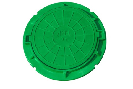 Люк канализационный полимеркомпозитный тип ЛМУ зеленый до 3т D750. H-70