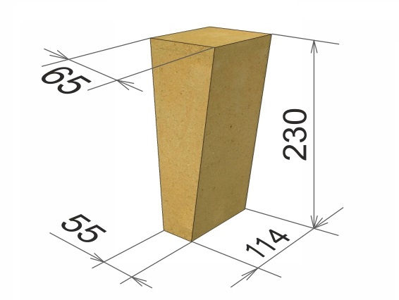 Кирпич огнеупорный клиновой ША-22 230*114*65/55 мм Семилуки (420шт/под)   