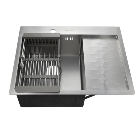 Мойка врезная FABIA PROFI 63503L 3,0/0,8мм 63х50см ЛЕВАЯ глубина 200мм + сифон + корзина