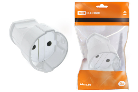 Штепсель  б/з  бел. 10А 250В 244047 А115 SQ1806-0129 (20)