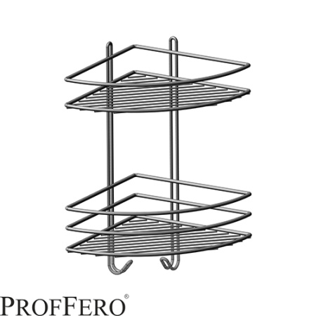 Полка угловая 2 ярусная с вешалками овал ПП Черный П0002004