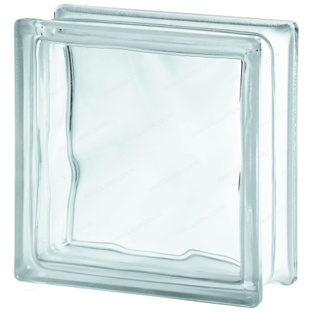 Стеклоблок "Волна" бесцветный 19*19*8 см. Glass Block Clear 1919/8 Wave