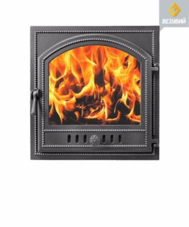 Дверка ВЕЗУВИЙ каминная 205 Антрацит (под стекло) посадочный размер, мм 415х415