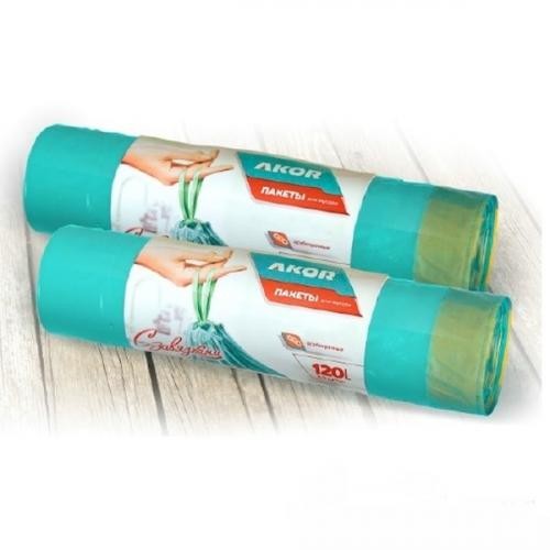 Мешки для мусора ПНД 60л с завязками К15 рулон, 14мкм (202-060)