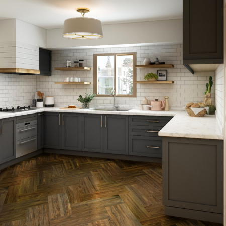 Каменно-полимер. плитка SPC RESPECT 43кл/4V 2305 Орех светлый 550х110х4мм (1,452 м2) ёлочка