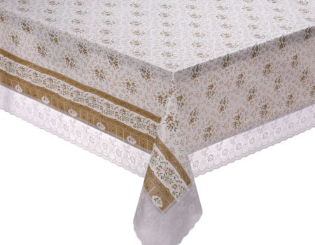 Скатерть Meiwa F-5 AZ WH/HB 122х152см бел./бежевая/ 5642