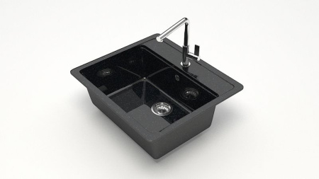 Z009Q04 Мойка Джеки квадратная 57х50,5 ЧЕРНАЯ (GM15)