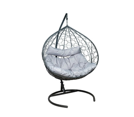 Подвесное кресло LESET БАЛИ (каркас Черный, подушка Светло-серая) 135х108х198
