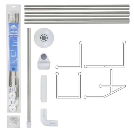 Карниз для ванны угловой 0,9х0,9х0,9м нерж сталь, хром10019