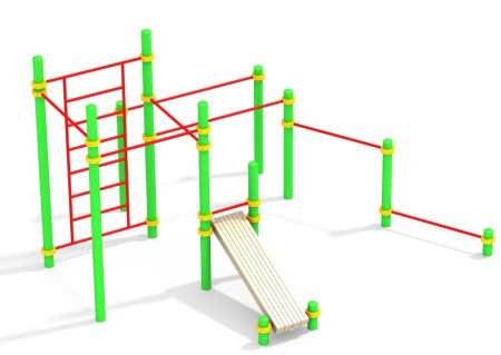 CO 7.29 Комплекс с 7 турникамии шведской стенкой 4,6*3,5*2,6м (цв.33,6)