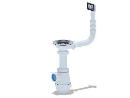 A1045S Сифон д/мойки 3 1/2х40 с носиком, прямоугольный, с переливом (10)