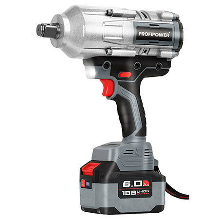 Аккумуляторный гайковерт бесщеточный ударный ProfiPower T-2000N (Li-ion-1шт, 6.0Ач, 2000Нм, переходник, З/Ув кейсе)