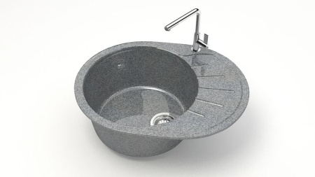 Z010Q08 Мойка Тейлор круглая с крылом 44х57 ТЕМНО-СЕРАЯ (GM17)