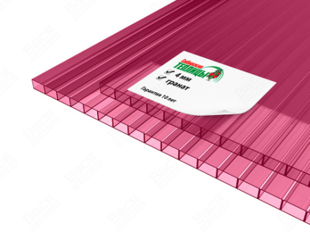 Поликарбонат 12000х2100х 4  ГРАНАТ Сибирские теплицы Юг-ойл- пласт