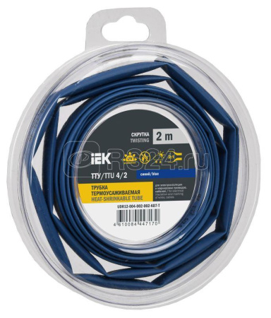 Трубка термоусаживаемая  4/2мм синяя. (1упак=2м) ТТУ IEK 12-004-002-002-K07-T  ***