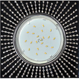 Светильник Ecola GX53 H4 св-к Стекло Квадрат c проз/ стразы, черн. фон, центр хром 40x123 FR53SGECB