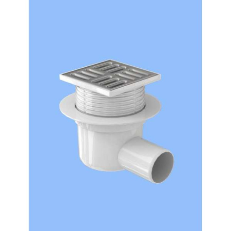 Трап горизонт. спуск  50 регул. решетка 100х100, СУХОЙ, нерж. сталь TQ5602 