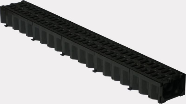 1101 Лоток водоотв. пластиковый Тор 100/80 с пласт. решеткой 1000*125*80 (до 1,5 т.)