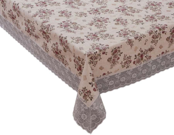 Скатерть Meiwa F-198 AZ 122х152см бел./корич / 4830