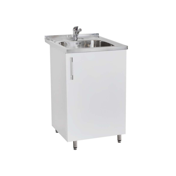 Тумба 50х50 МДФ серебристый металлик + мойка нерж 500х500х180 0,8 + сифон