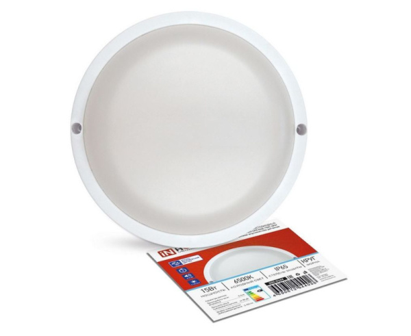 Cвет-к свет/диод. 15Вт круг с оптик-акустич датч СПП-ОАД-1565 1350Lm 6500K IP65 230В  IN HOME 