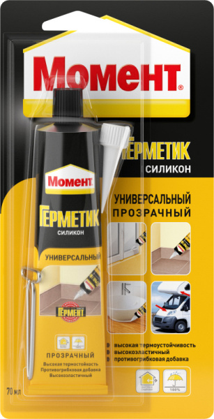 Герметик Момент силик. универсальный  70мл туба, прозрачный (24)