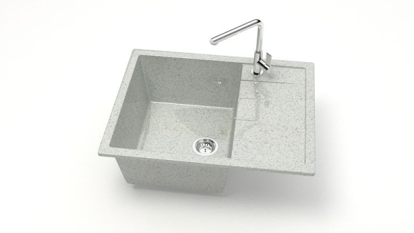 Z151Q10 Мойка Катрин квадратная с крылом 64,5x50,5 СВЕТЛО СЕРАЯ 