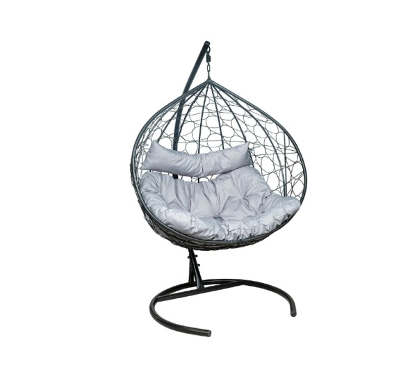 Подвесное кресло LESET БАЛИ (каркас Черный, подушка Светло-серая) 135х108х198