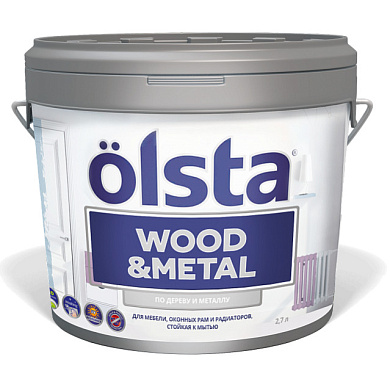OLSTA Краска по дереву и металлу Wood metal полуматовая База С 0,9л