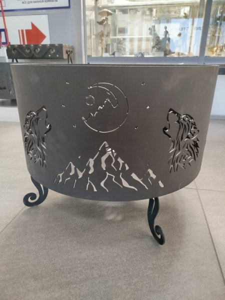 Костровая чаша Волк 60 см, черная без НДС