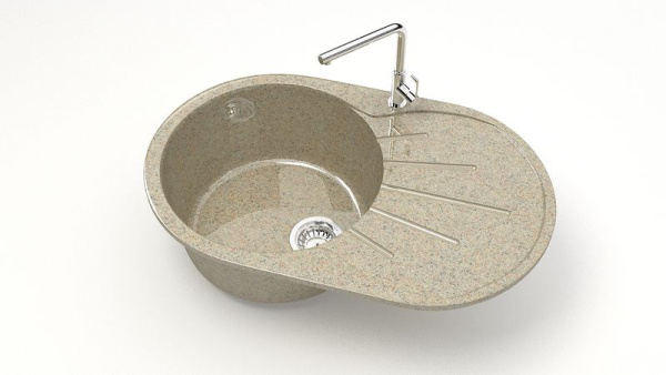 Z110Q05 Мойка Касандра круглая с крылом 45х73 ПЕСОЧНАЯ