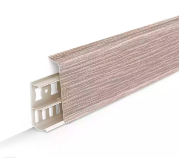 Плинтус пластиковый Идеал Деконика Дуб латте с кабель-каналами/229 (85мм 2,2) (20) .