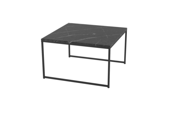 Стол придиванный Калифорния Овер (Черный Мрамор, каркас Черный) 67х67х40см