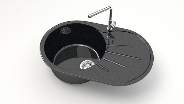 Z110Q04 Мойка Касандра круглая с крылом 45х73 ЧЕРНАЯ